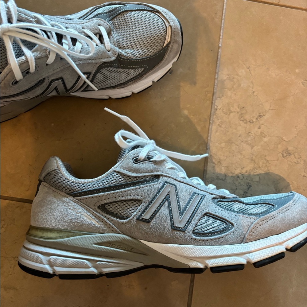 New Balance Light Gray and White Running Shoes